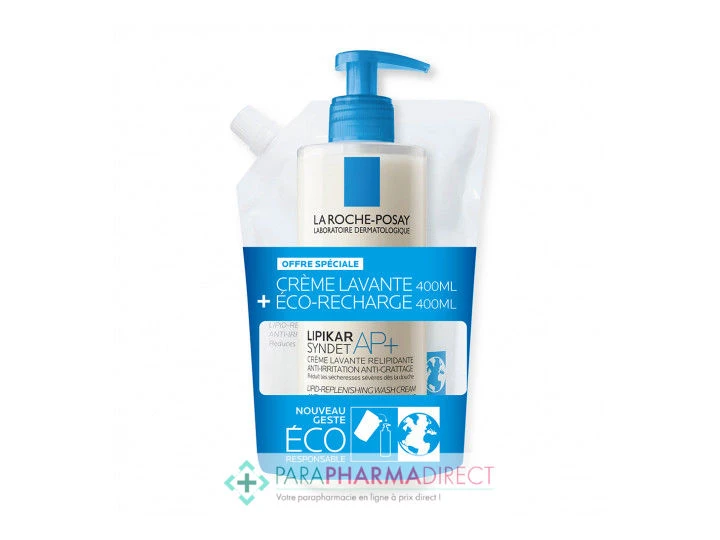 LA ROCHE-POSAY La Roche Posay Lipikar Syndet AP+ Crème Lavante Relipidante 400ml + Eco Recharge 400ml 3 LA ROCHE-POSAY La Roche Posay Lipikar Syndet AP+ Crème Lavante Relipidante 400ml + Eco Recharge 400ml